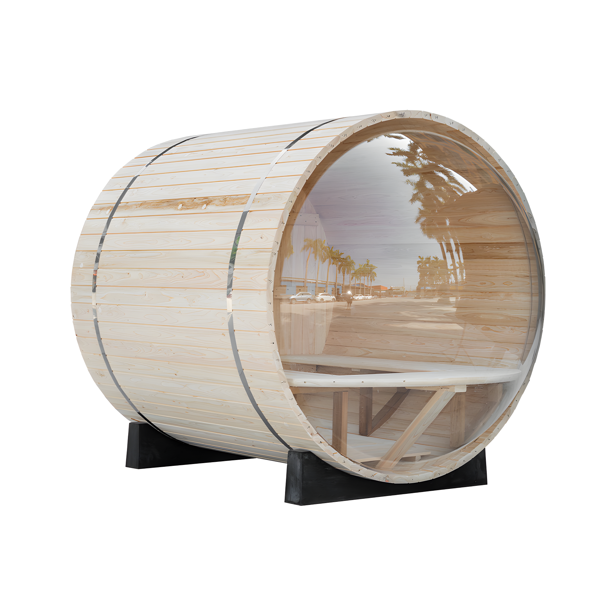 Clear Glass Panoramic Barrel Sauna
